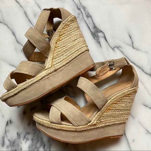 Aldo Tan Faux Suede & Macrame Strappy Wedge Sandal - Picture 3 of 6